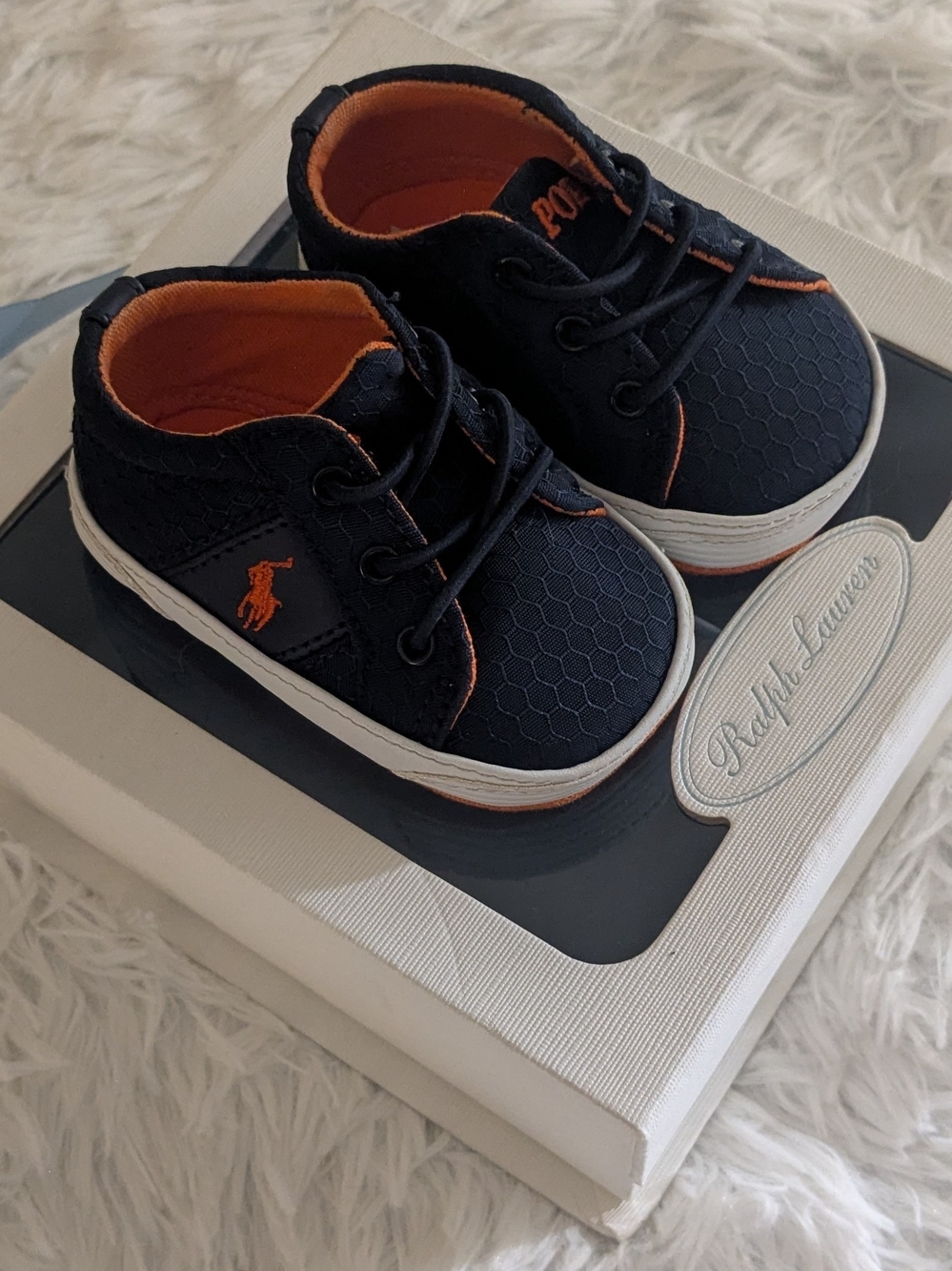 Polo by Ralph Lauren Navy and Orange Baby Shoes
